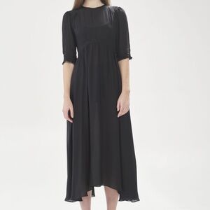 Hesperios Ylva silk dress in black with pockets (Large)
